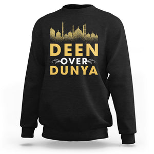 Islam Sweatshirt Deen Over Dunya Islamic Muslim TS09 Black Printyourwear