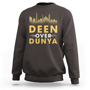 Islam Sweatshirt Deen Over Dunya Islamic Muslim TS09 Dark Chocolate Printyourwear