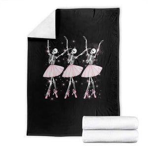 Funny Halloween Skeleton Ballet Dancing Ballerina Throw Blanket TS09 Black Print Your Wear
