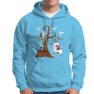 Halloween Bookaholic Hoodie Cute Ghost Swing Reading Book TS09 Sky Print Your Wear