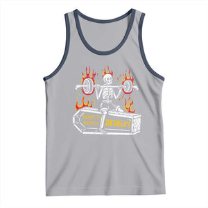 Halloween Gymer Tank Top Make It Happen Skeleton Deadlift Fitness Gym TS09 Athletic Heather Navy Print Your Wear