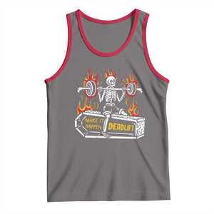 Halloween Gymer Tank Top Make It Happen Skeleton Deadlift Fitness Gym TS09 Deep Heather Red Print Your Wear