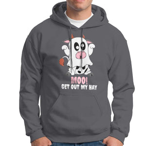 Halloween Hoodie MOO Get Out My Hay Cow Boo Ghost TS09 Charcoal Print Your Wear
