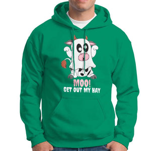 Halloween Hoodie MOO Get Out My Hay Cow Boo Ghost TS09 Irish Green Print Your Wear