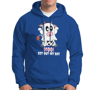 Halloween Hoodie MOO Get Out My Hay Cow Boo Ghost TS09 Royal Blue Print Your Wear