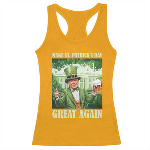 Funny Trump Make St. Patrick's Great Again Racerback Tank Top Shamrock Daddy's Home TS09 Gold Print Your Wear