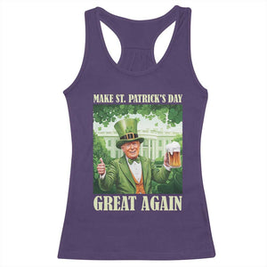 Funny Trump Make St. Patrick's Great Again Racerback Tank Top Shamrock Daddy's Home TS09 Purple Print Your Wear