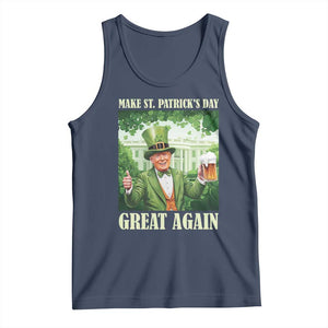 Funny Trump Make St. Patrick's Great Again Tank Top Shamrock Daddy's Home TS09 Navy Print Your Wear