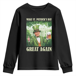 Funny Trump Make St. Patrick's Great Again Youth Sweatshirt Shamrock Daddy's Home TS09 Black Print Your Wear