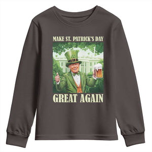 Funny Trump Make St. Patrick's Great Again Youth Sweatshirt Shamrock Daddy's Home TS09 Dark Chocolate Print Your Wear