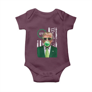 Funny Trump St. Patrick's Day Baby Onesie Trump Green Bubble Gum Anerica Flag TS09 Maroon Print Your Wear