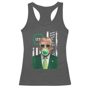 Funny Trump St. Patrick's Day Racerback Tank Top Trump Green Bubble Gum Anerica Flag TS09 Dark Heather Print Your Wear