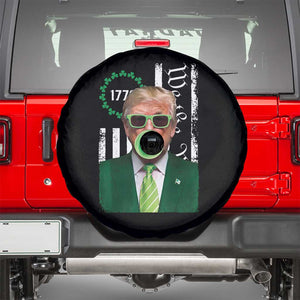 Funny Trump St. Patrick's Day Spare Tire Cover Trump Green Bubble Gum Anerica Flag TS09 Black Print Your Wear