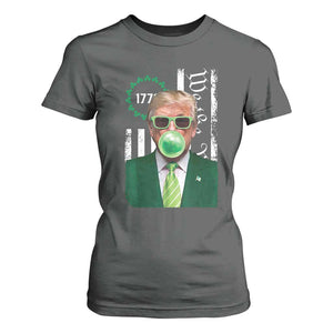 Funny Trump St. Patrick's Day T Shirt For Women Trump Green Bubble Gum Anerica Flag TS09 Dark Heather Print Your Wear