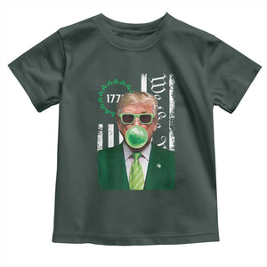 Funny Trump St. Patrick's Day Toddler T Shirt Trump Green Bubble Gum Anerica Flag TS09 Dark Forest Green Print Your Wear