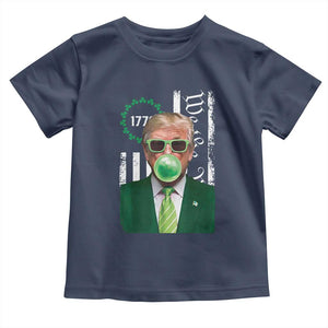 Funny Trump St. Patrick's Day Toddler T Shirt Trump Green Bubble Gum Anerica Flag TS09 Navy Print Your Wear