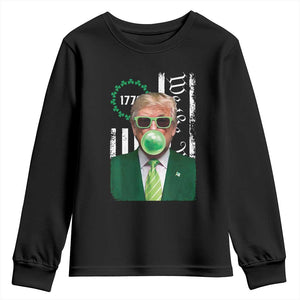 Funny Trump St. Patrick's Day Youth Sweatshirt Trump Green Bubble Gum Anerica Flag TS09 Black Print Your Wear
