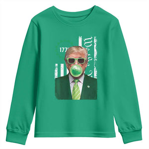 Funny Trump St. Patrick's Day Youth Sweatshirt Trump Green Bubble Gum Anerica Flag TS09 Irish Green Print Your Wear