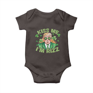 Funny Trump St. Patrick's Day Baby Onesie Kiss Me I'm Rizz TS09 Dark Chocolate Print Your Wear