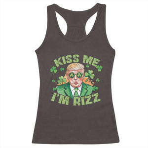 Funny Trump St. Patrick's Day Racerback Tank Top Kiss Me I'm Rizz TS09 Dark Chocolate Print Your Wear