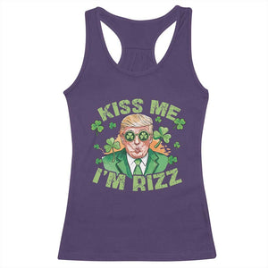 Funny Trump St. Patrick's Day Racerback Tank Top Kiss Me I'm Rizz TS09 Purple Print Your Wear