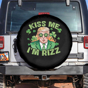 Funny Trump St. Patrick's Day Spare Tire Cover Kiss Me I'm Rizz TS09 No hole Black Print Your Wear