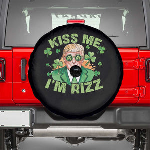 Funny Trump St. Patrick's Day Spare Tire Cover Kiss Me I'm Rizz TS09 Black Print Your Wear