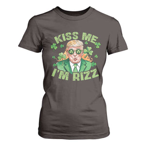 Funny Trump St. Patrick's Day T Shirt For Women Kiss Me I'm Rizz TS09 Dark Chocolate Print Your Wear