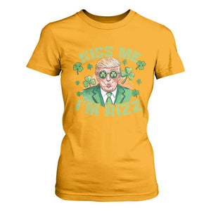 Funny Trump St. Patrick's Day T Shirt For Women Kiss Me I'm Rizz TS09 Gold Print Your Wear