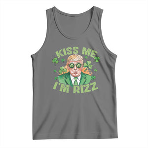 Funny Trump St. Patrick's Day Tank Top Kiss Me I'm Rizz TS09 Black Heather Print Your Wear
