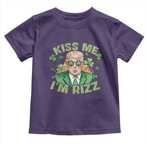 Funny Trump St. Patrick's Day Toddler T Shirt Kiss Me I'm Rizz TS09 Purple Print Your Wear