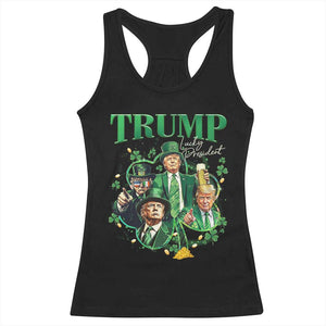 Funny Trump St. Patrick's Day Racerback Tank Top Shamrock Lucky President Trump TS09 Black Print Your Wear