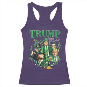 Funny Trump St. Patrick's Day Racerback Tank Top Shamrock Lucky President Trump TS09 Purple Print Your Wear