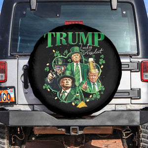 Funny Trump St. Patrick's Day Spare Tire Cover Shamrock Lucky President Trump TS09 No hole Black Print Your Wear