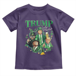 Funny Trump St. Patrick's Day Toddler T Shirt Shamrock Lucky President Trump TS09 Purple Print Your Wear