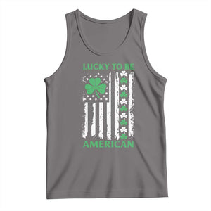 St. Patrick's Day Patriotic America Pride Tank Top Lucky To Be American Shamrock Flag TS09 Deep Heather Print Your Wear