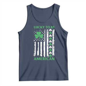 St. Patrick's Day Patriotic America Pride Tank Top Lucky To Be American Shamrock Flag TS09 Navy Print Your Wear