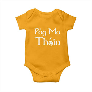 Funny St. Patrick's Day Baby Onesie Pog Mo Thoin Gaelic Saying Kiss My Ass TS09 Gold Print Your Wear