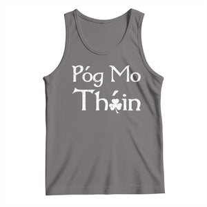 Funny St. Patrick's Day Tank Top Pog Mo Thoin Gaelic Saying Kiss My Ass TS09 Deep Heather Print Your Wear