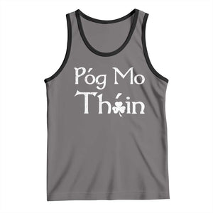Funny St. Patrick's Day Tank Top Pog Mo Thoin Gaelic Saying Kiss My Ass TS09 Deep Heather Black Print Your Wear