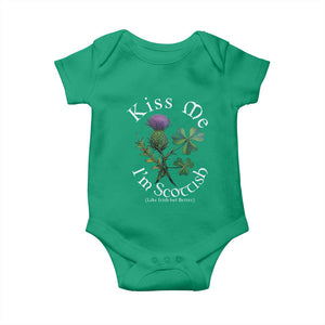 Funny St. Patrick's Day Baby Onesie Kiss Me I'm Scottish TS09 Irish Green Print Your Wear