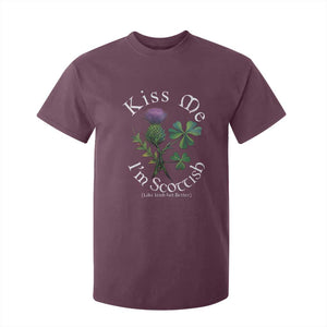 Funny St. Patrick's Day T Shirt For Kid Kiss Me I'm Scottish TS09 Maroon Print Your Wear