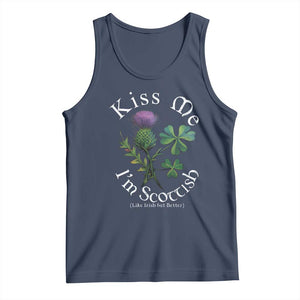 Funny St. Patrick's Day Tank Top Kiss Me I'm Scottish TS09 Navy Print Your Wear