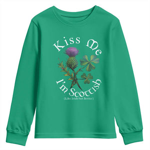 Funny St. Patrick's Day Youth Sweatshirt Kiss Me I'm Scottish TS09 Irish Green Print Your Wear