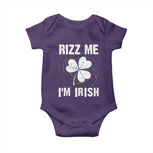 Funny St. Patrick's Day Baby Onesie Rizz Me I'm Irish TS09 Purple Print Your Wear