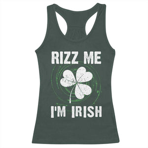 Funny St. Patrick's Day Racerback Tank Top Rizz Me I'm Irish TS09 Dark Forest Green Print Your Wear