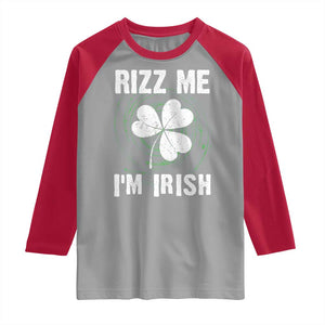 Funny St. Patrick's Day Raglan Shirt Rizz Me I'm Irish TS09 Sport Gray Red Print Your Wear