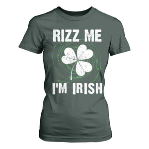 Funny St. Patrick's Day T Shirt For Women Rizz Me I'm Irish TS09 Dark Forest Green Print Your Wear