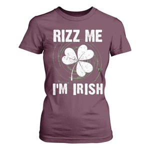 Funny St. Patrick's Day T Shirt For Women Rizz Me I'm Irish TS09 Maroon Print Your Wear