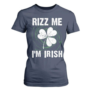 Funny St. Patrick's Day T Shirt For Women Rizz Me I'm Irish TS09 Navy Print Your Wear